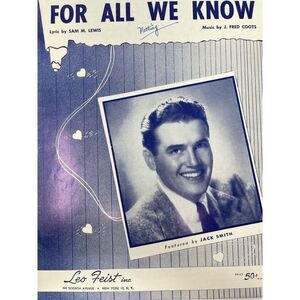 1934 For All We Know Sheet Music‎ Sam M Lewis J Fred Coots